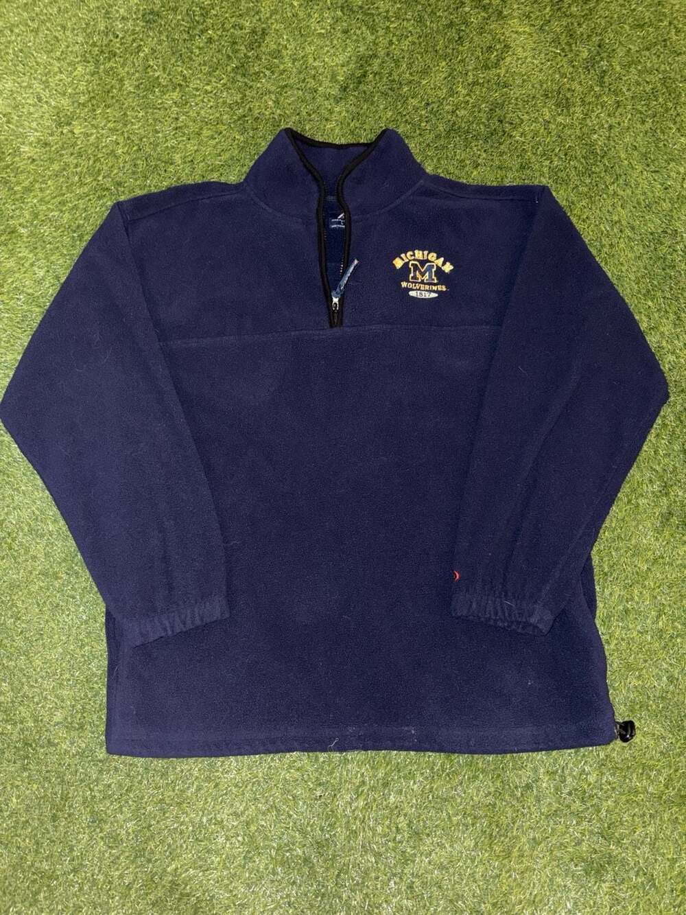 Vintage Pro Player Michigan Wolverines 1/4 Zip Navy Blue Fleece Sweatshirt Large
